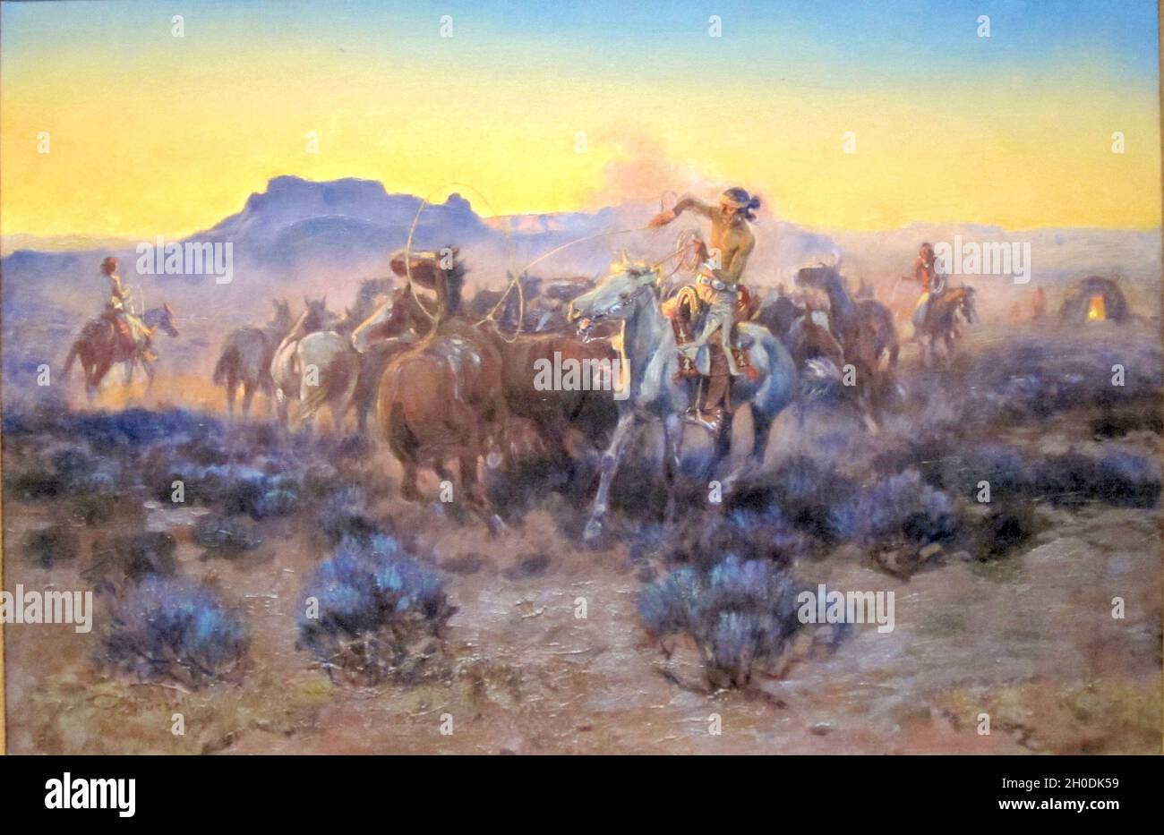 Charles Marion Russell artwork - Roping Fresh Mounts Stock Photo