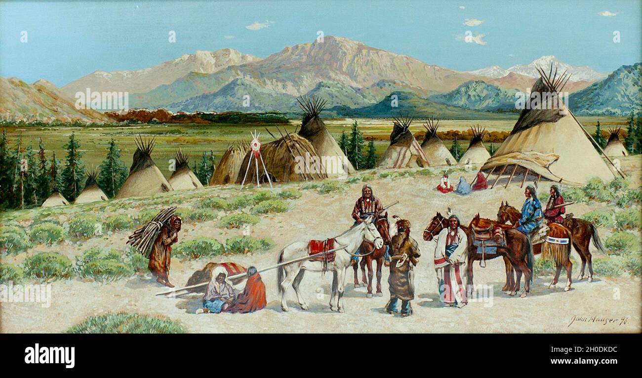 Native American artwork - In the Foothills by John Hauser Stock Photo