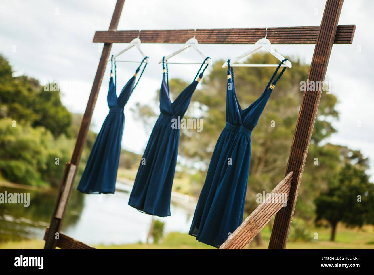 Three blue identical evening dresses for sale at the Grand Bazaar in