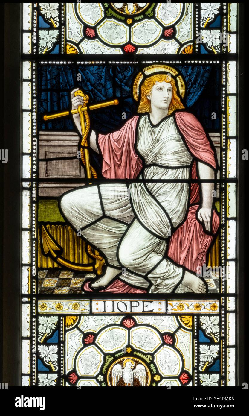 Stain glass window, St John The Baptist Church, Campsea Ashe, Suffolk, East Anglia, England Stock Photo