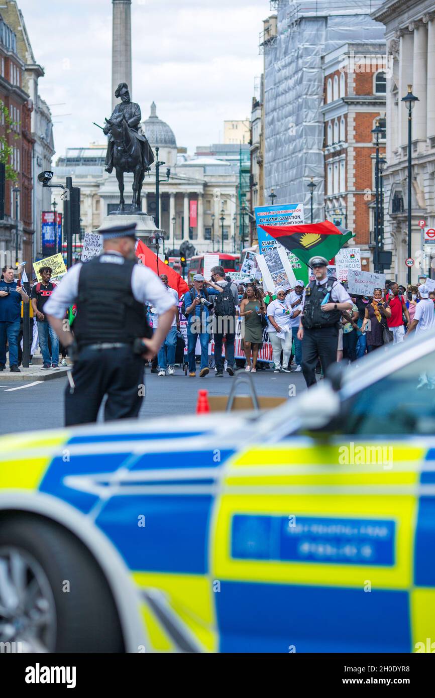 People rally for Biafra near Downing Street, central London, 12 June 2021, as the G7 summit is held in Cornwall, south-west of England. Stock Photo