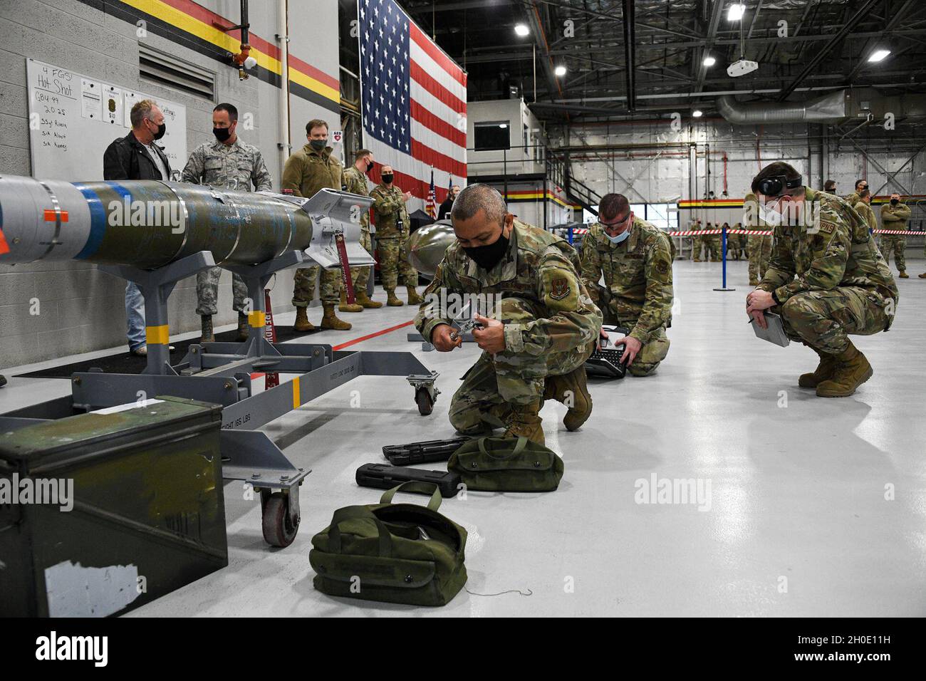 Maintainers with the 466th Aircraft Maintenance Unit, participate in an ...