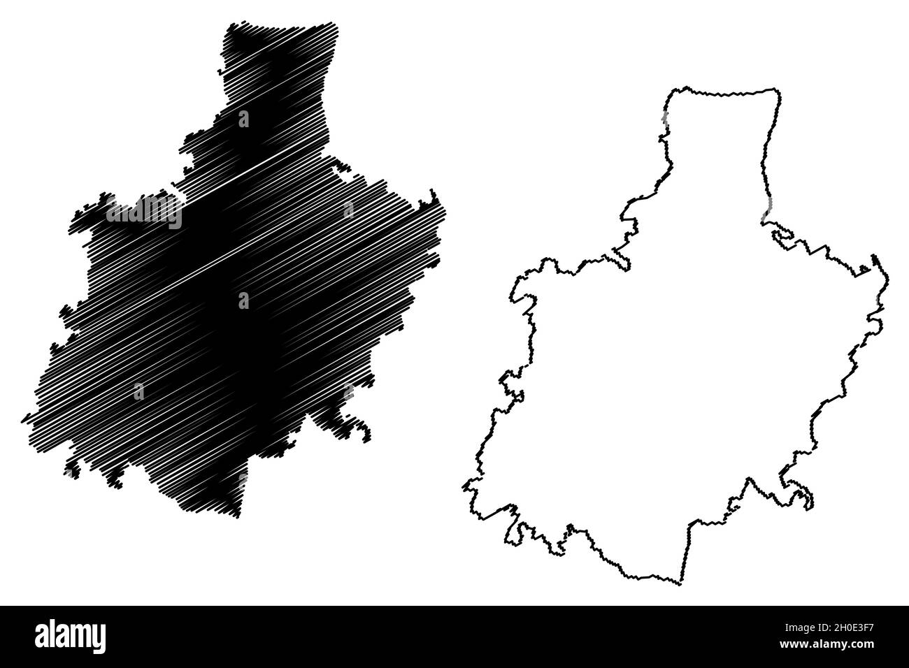 Kolar district (Karnataka State, Republic of India, Bangalore division) map vector illustration, scribble sketch Kolar map Stock Vector