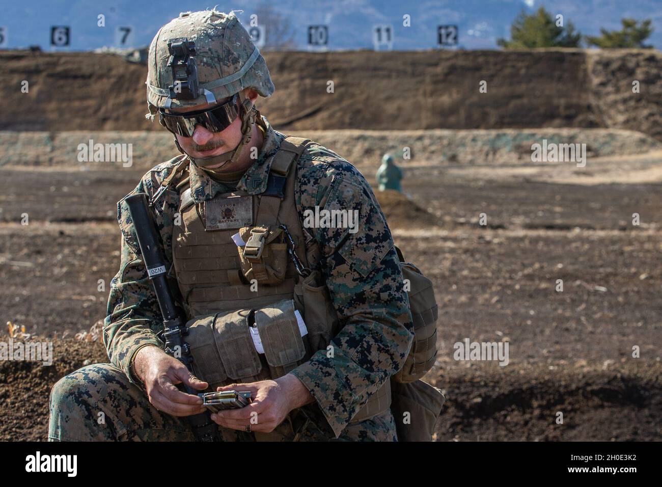 U.S. Marine Corps Cpl. Sean Yost, a field artillery fire control Marine