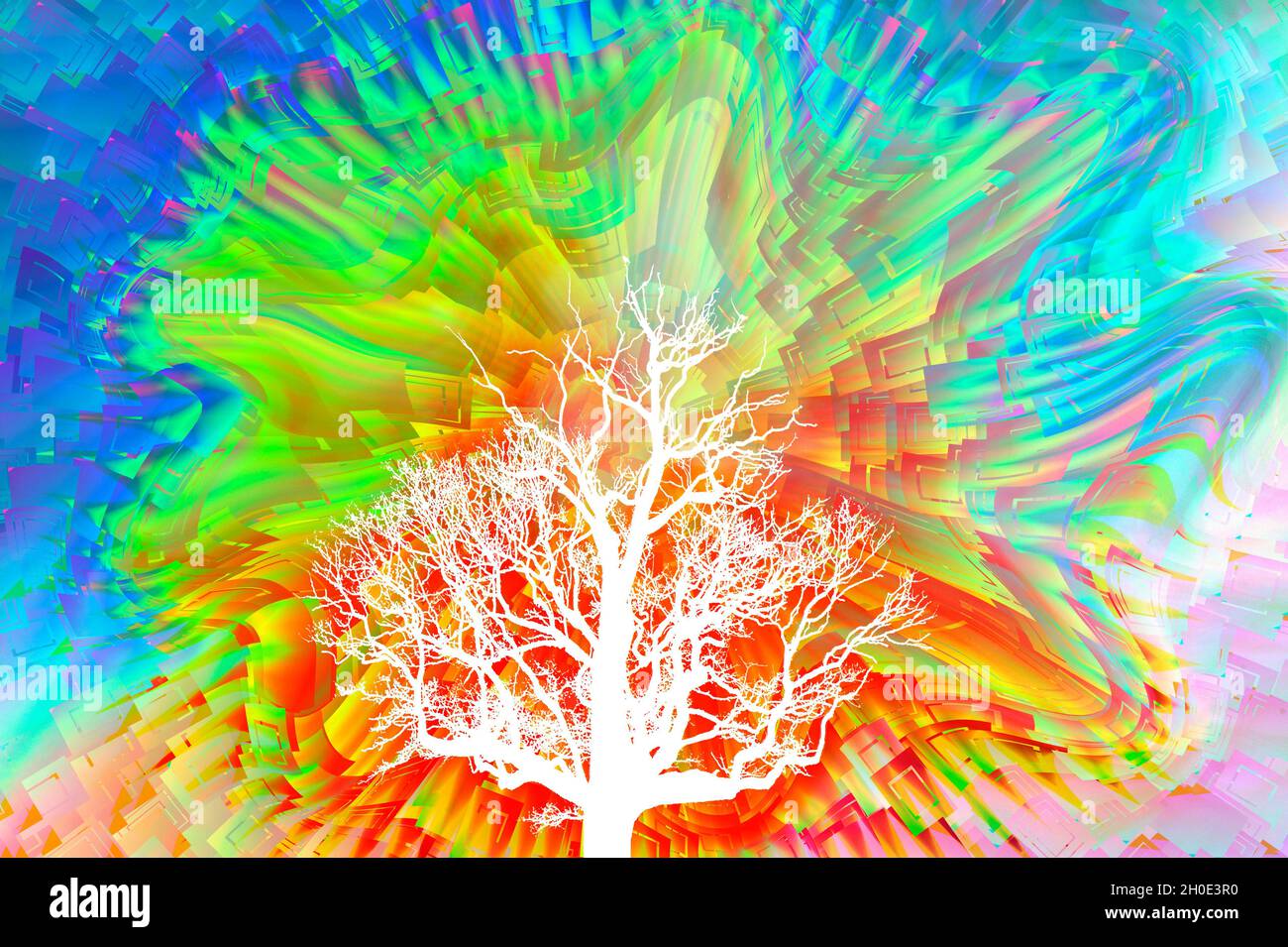 tree of life with a colorful abstract background Stock Photo