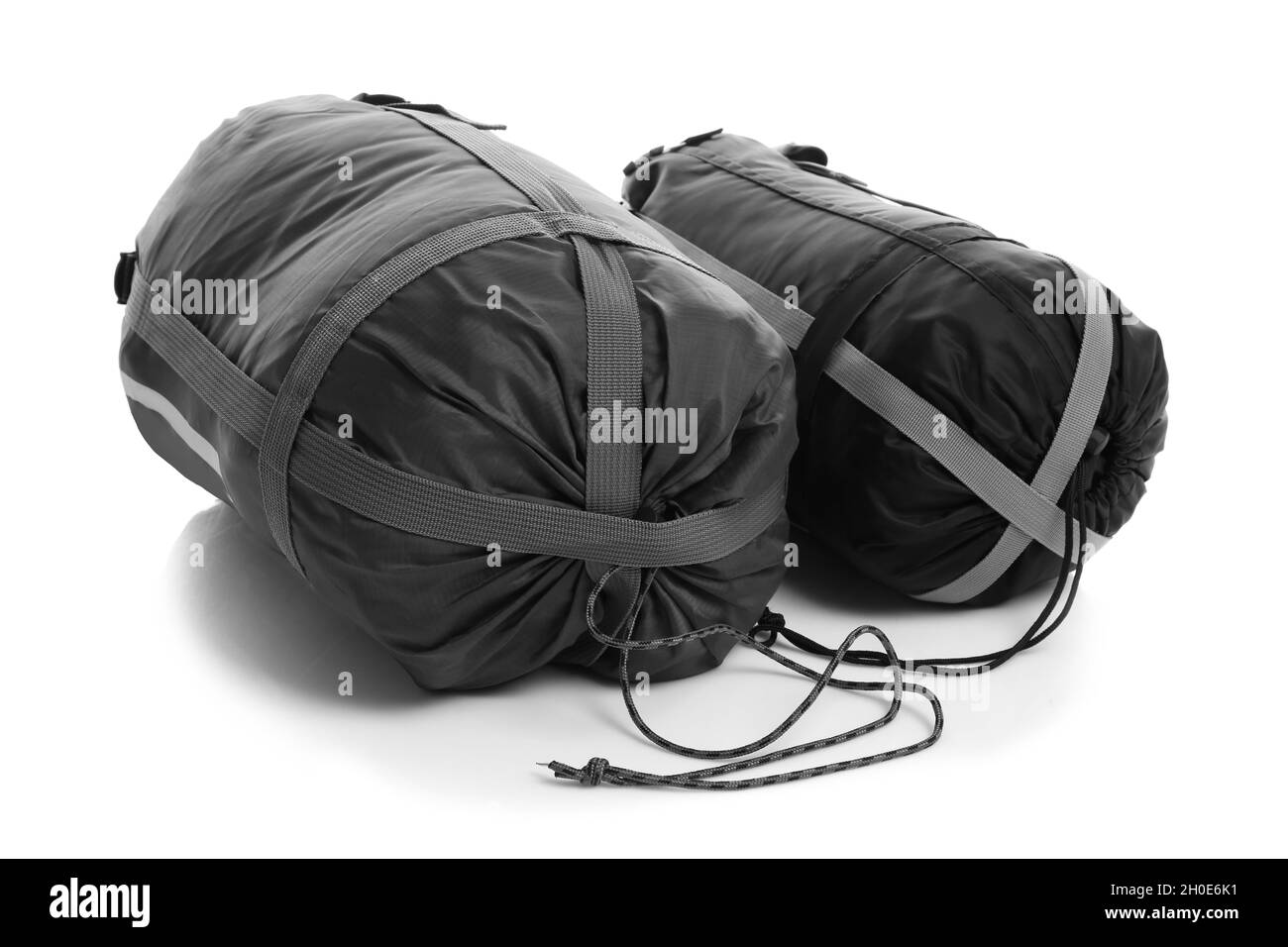Sleeping bags on white background. Camping equipment Stock Photo Alamy