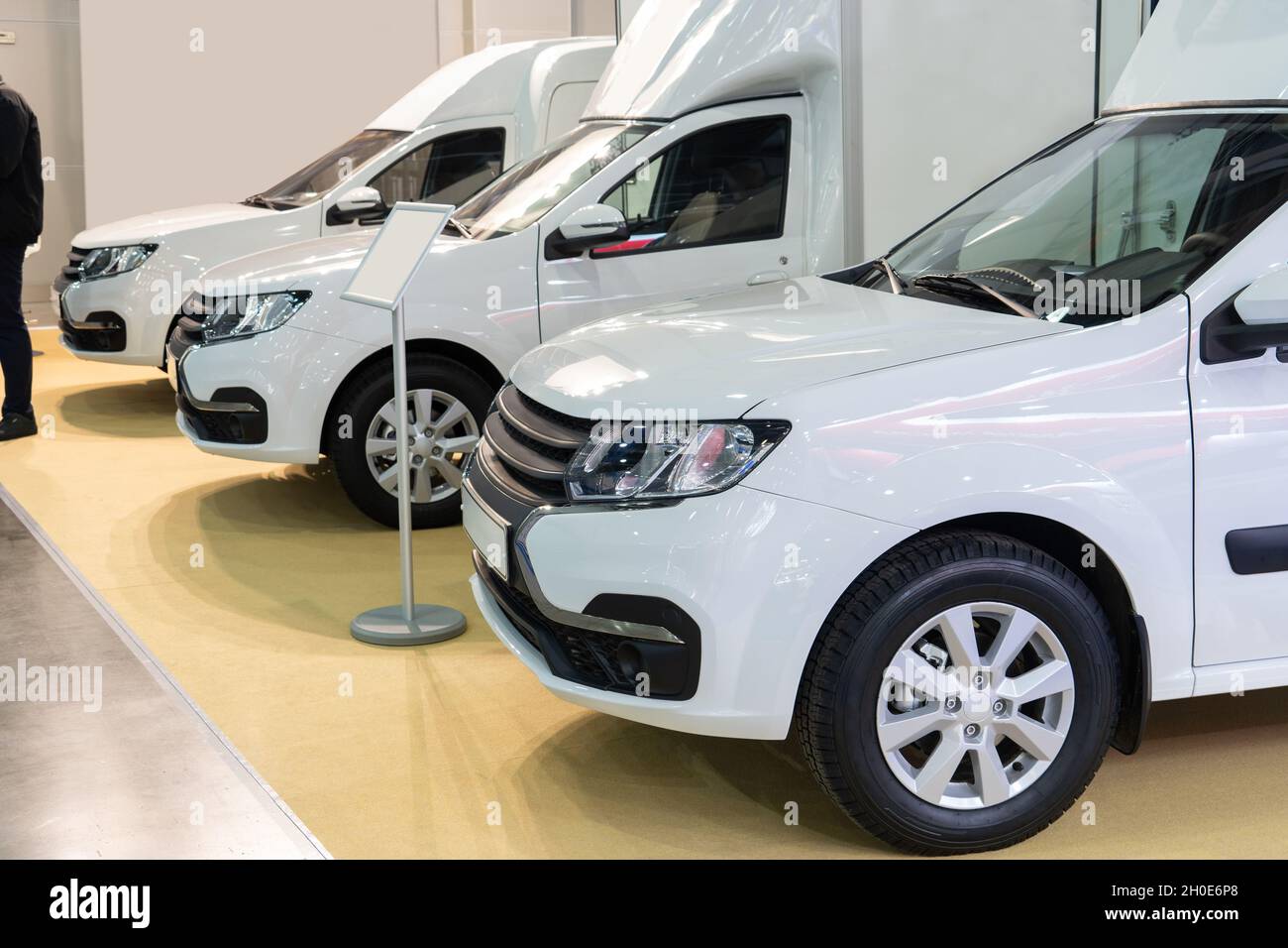 Showroom of a dealer selling commercial vans Stock Photo