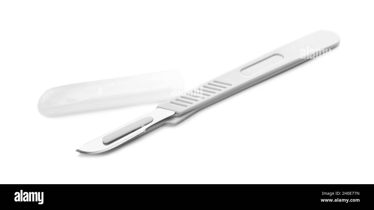 Surgical scalpel on white background. Medical tool Stock Photo Alamy