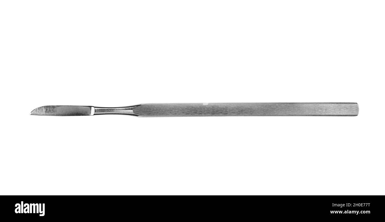 Surgical scalpel on white background, top view. Medical tool Stock