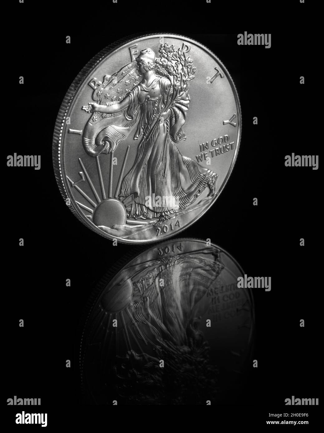 2014 United States Of America - 1 Troy Ounce Silver Eagle - .999 Fine Silver Coin - US Mint Stock Photo