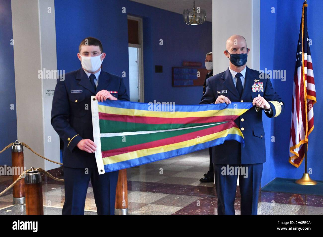 Adm Charles Ray The Vice Commandant Of The U S Coast Guard Presents The U S Coast Guard Academy With A Coast Guard Unit Commendation Citation Feb 9 21 During The Visit He Presented