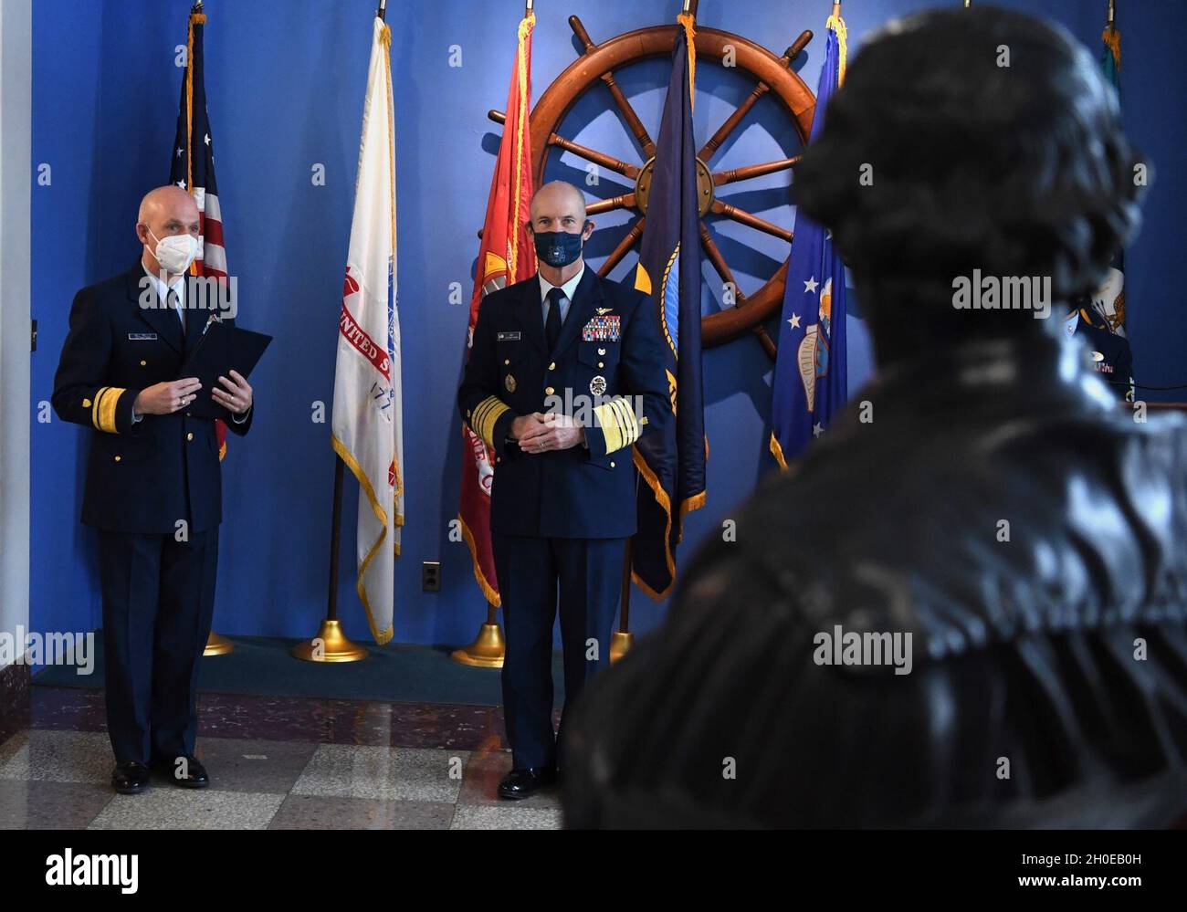 Adm Charles Ray The Vice Commandant Of The U S Coast Guard Presents The U S Coast Guard Academy With A Coast Guard Unit Commendation Citation Feb 9 21 During The Visit He Presented