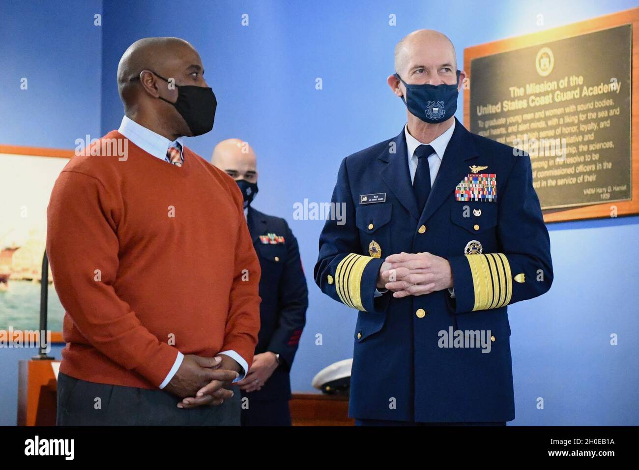 Adm Charles Ray The Vice Commandant Of The U S Coast Guard Presents The U S Coast Guard Academy With A Coast Guard Unit Commendation Citation Feb 9 21 During The Visit He Presented