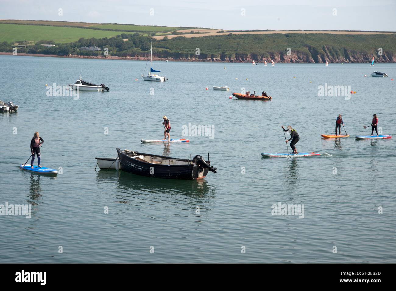 Wales August 2021. Pembrokeshire. Dale. Paddle boarding lesson Stock ...