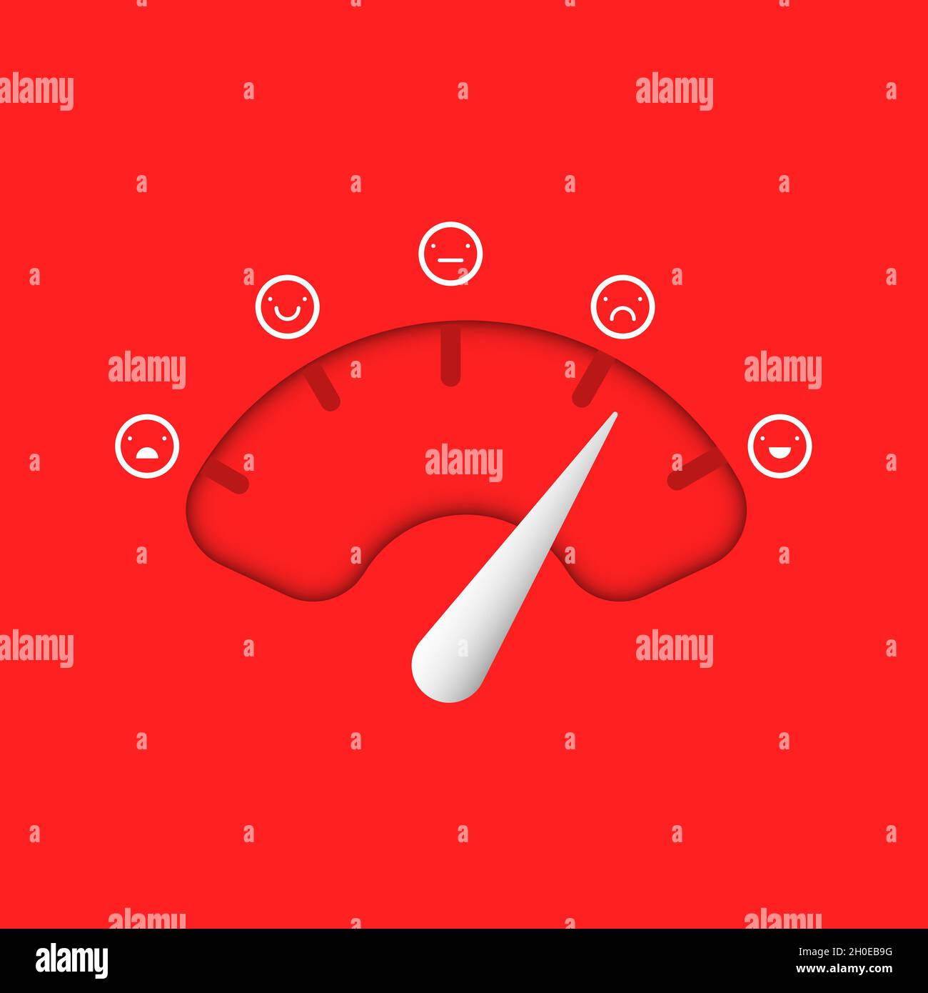 Face meter of happy, smile, normal and angry face icon with speedometers. Mood emoji icons level indicators with emoticons  from angry to happy. Stock Vector