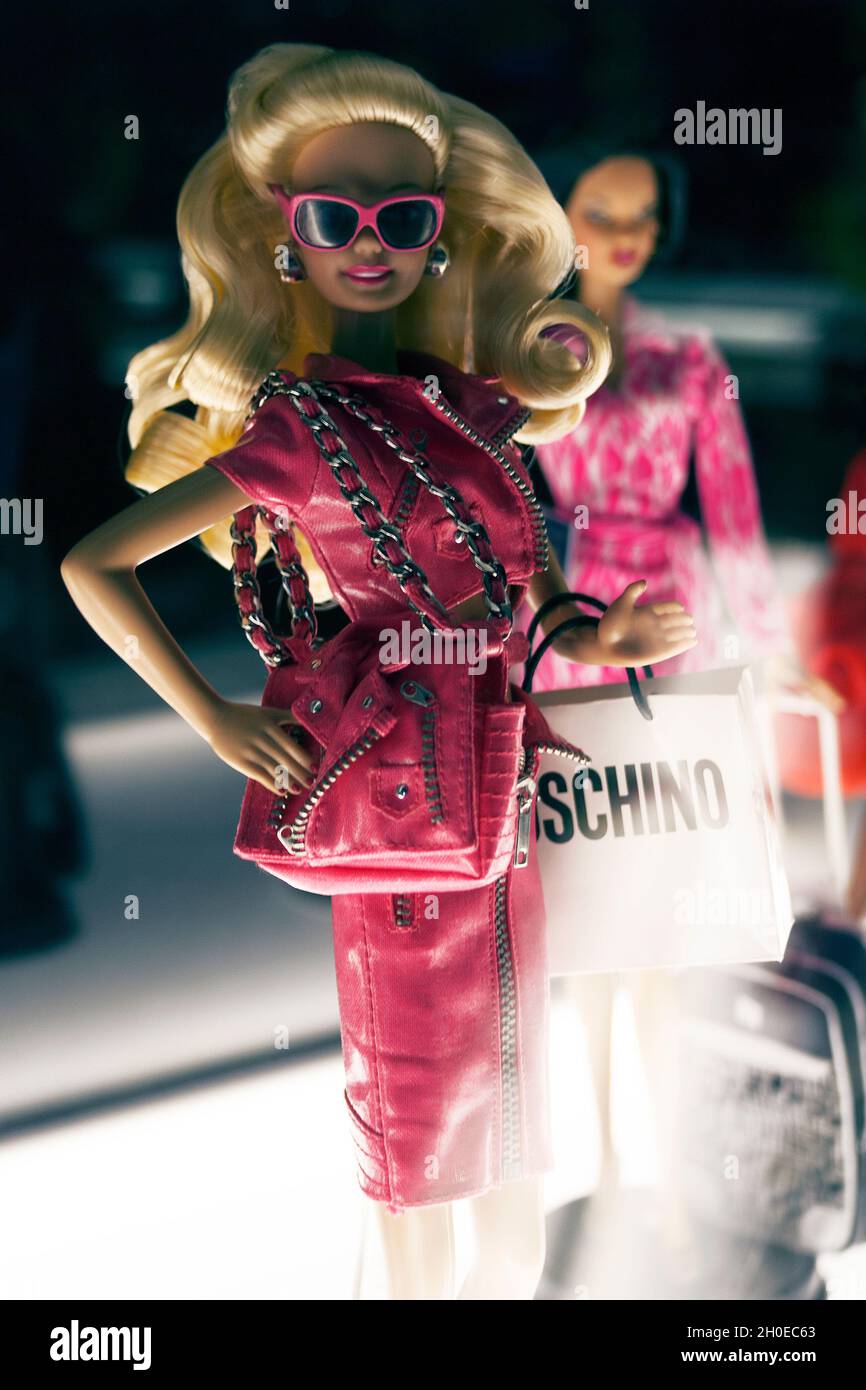 Moschino Barbie, Barbie The Icon exposition at Mudec museum in Milan, Italy Stock Photo