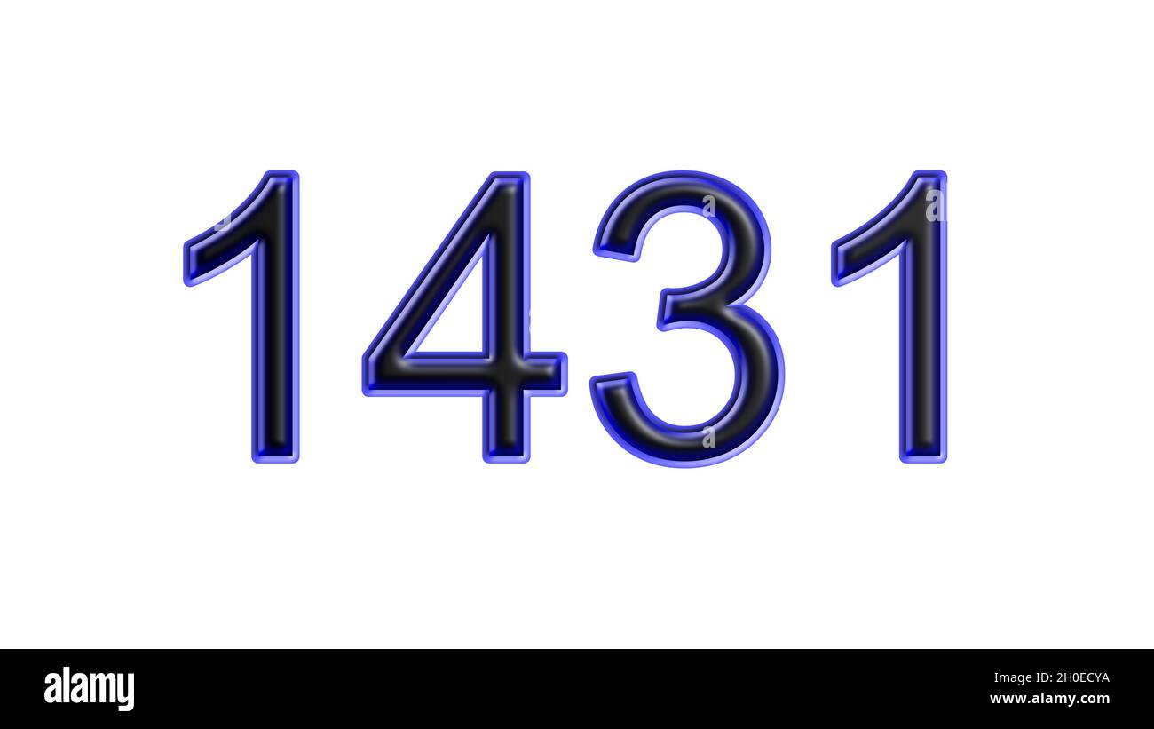 blue 1431 number 3d effect white background Stock Photo - Alamy