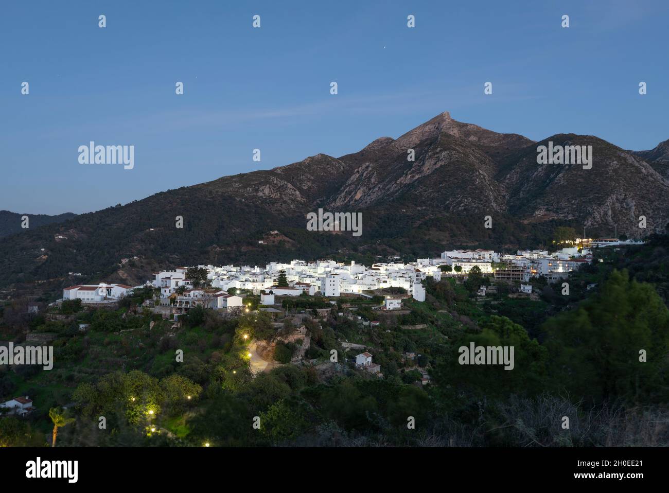 Istan at dusk - a town in the province of Malaga in Andalusia, Spain Stock Photo