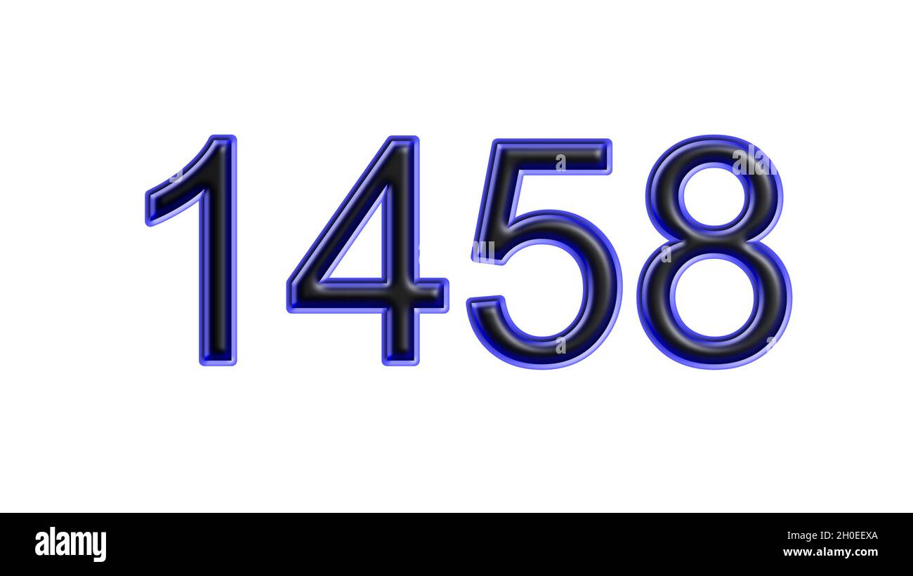 blue 1458 number 3d effect white background Stock Photo - Alamy