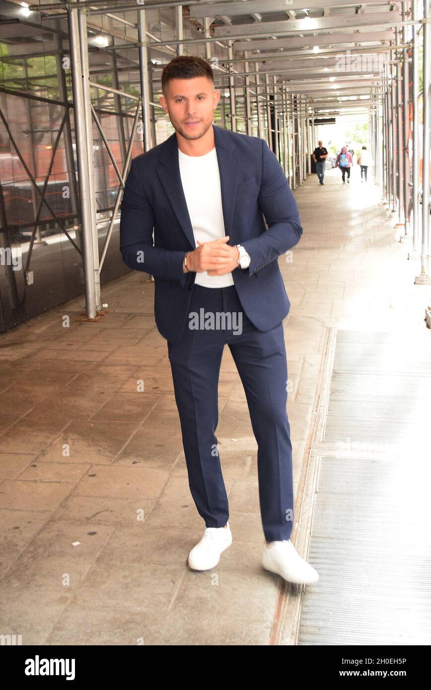 New York, NY, USA. 12th Oct, 2021. Actor Nick Barrotta waves to fans while stopping by for a chat at FOX5 'Good Day New York' while on a press tour for the third season kick-off of his hit BET show 'Tyler Perry's 'The Oval' on October 12, 2021 in New York City. Credit: Media Punch/Alamy Live News Stock Photo