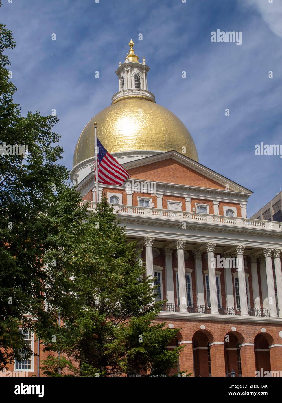 The Massachusetts State House on Beacon Hill in Boston Stock Photo