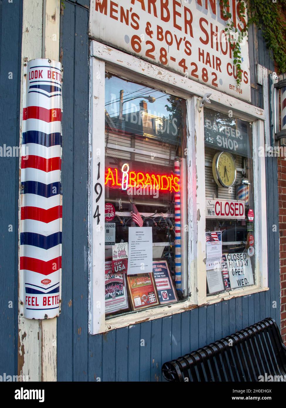 Barber shop in Somerville Massachusetts USA Stock Photo Alamy