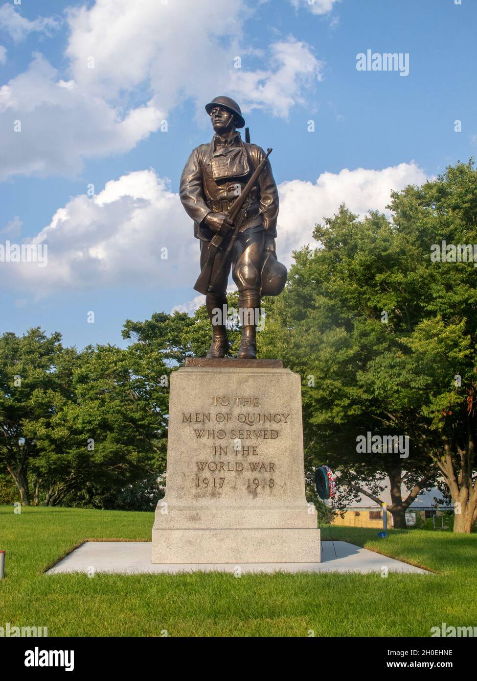 World War 1 Memorial statue in Quincy Center, Massachusetts. Stock Photo