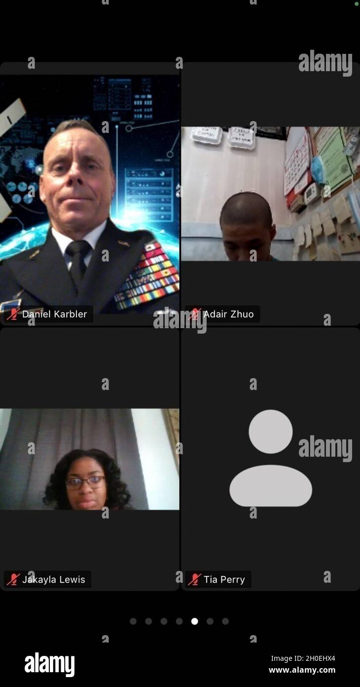 Lt. Gen. Daniel L. Karbler, commanding general of U.S. Army Space and Missile Defense Command, participates online as a mentor during the 2021 Black Engineer of the Year Awards Science, Technology, Engineering and Math Global Competitiveness Conference, Feb. 11-13, 2021. Stock Photo