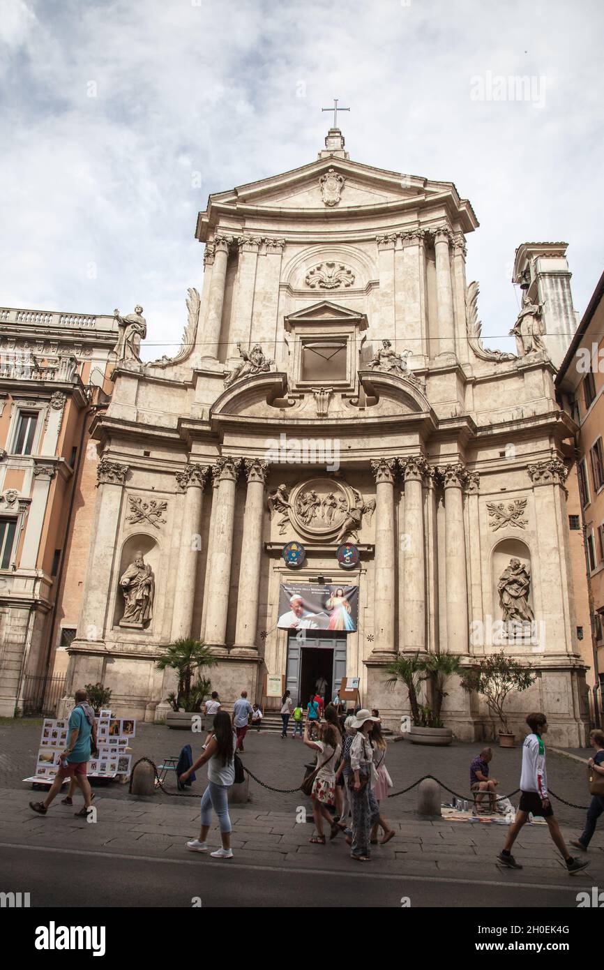 San Marcello al Corso is church in Rome, Italy, devoted to Pope Marcellus I. In ancient times called via Lata. Stock Photo