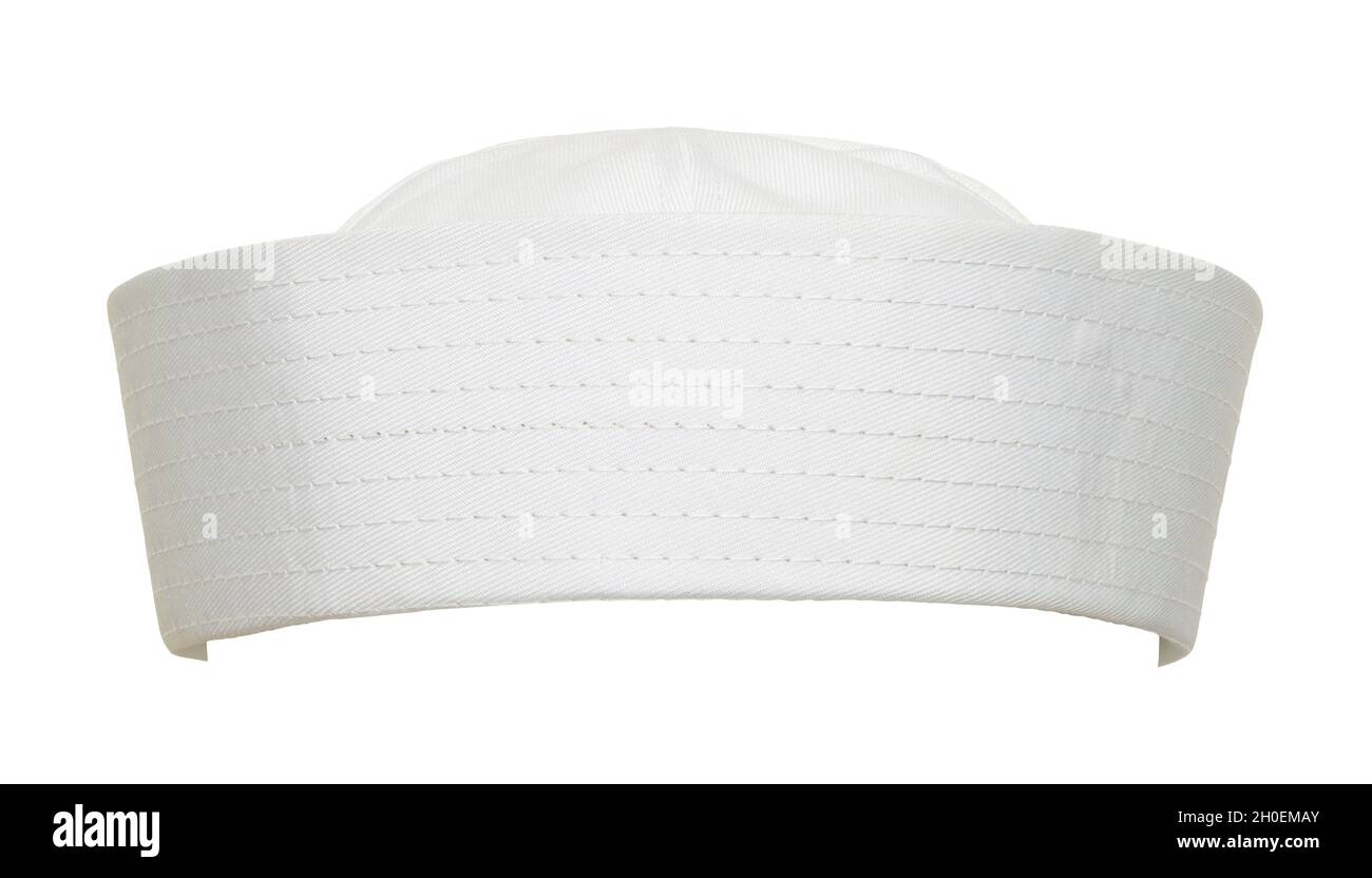 White Sailor Hat Front View Cut Out. Stock Photo