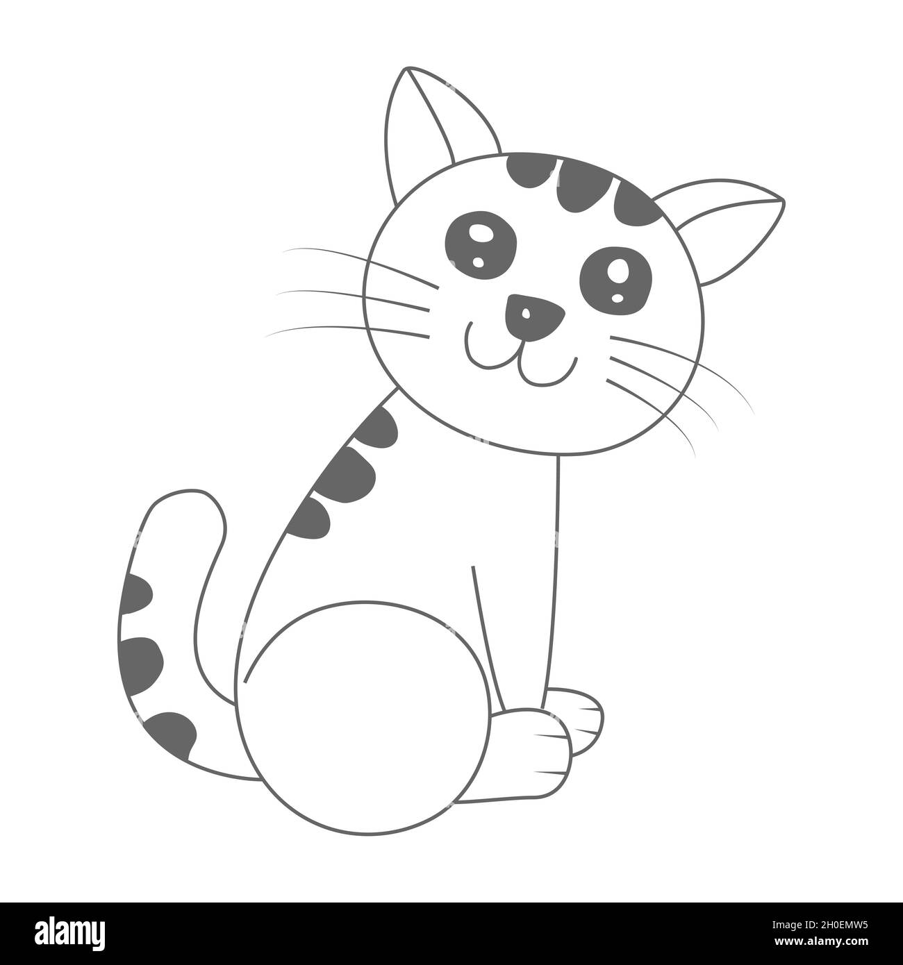 Contour silhouette of a cute cat. A beautiful cute cat is sitting on its hind legs. Flat style. Stock Vector