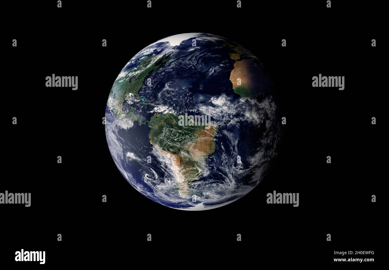 Illustration of the Earth isolated in black Stock Photo