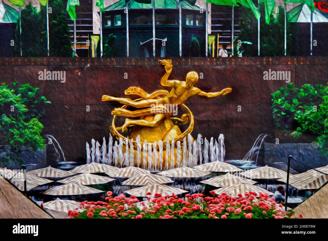 Statue Of Prometheus Bronze gilded Prometheus Statue at the Rockefeller Center in New York ...