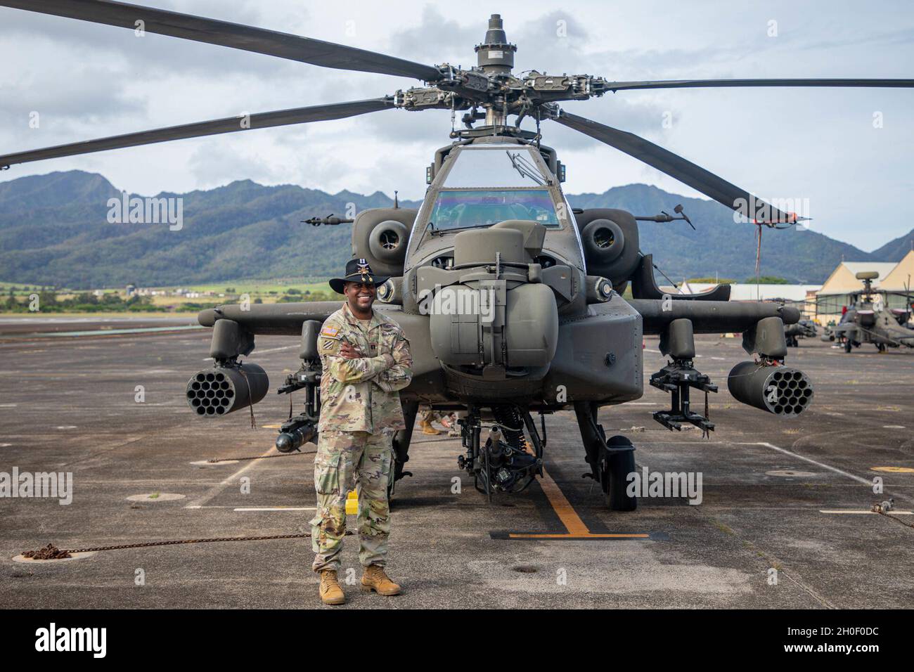 Capt. Matthew Manning, an AH-64 Apache pilot assigned to the 25th Combat  Aviation Brigade, 25th Infantry Division, poses for a photo at Wheeler Army  Airfield, Hawaii for African American History Month. Manning
