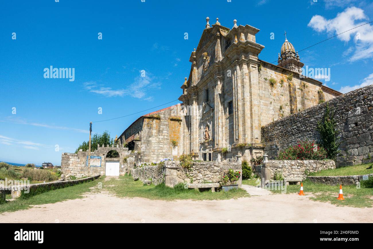 Royal Monastery of Santa María de Oia on the St James Way, to Baiona, Galicia, Spain. Stock Photo