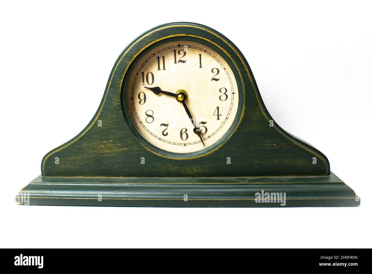 Rustic Style Wooden Mantel Clock Stock Photo Alamy