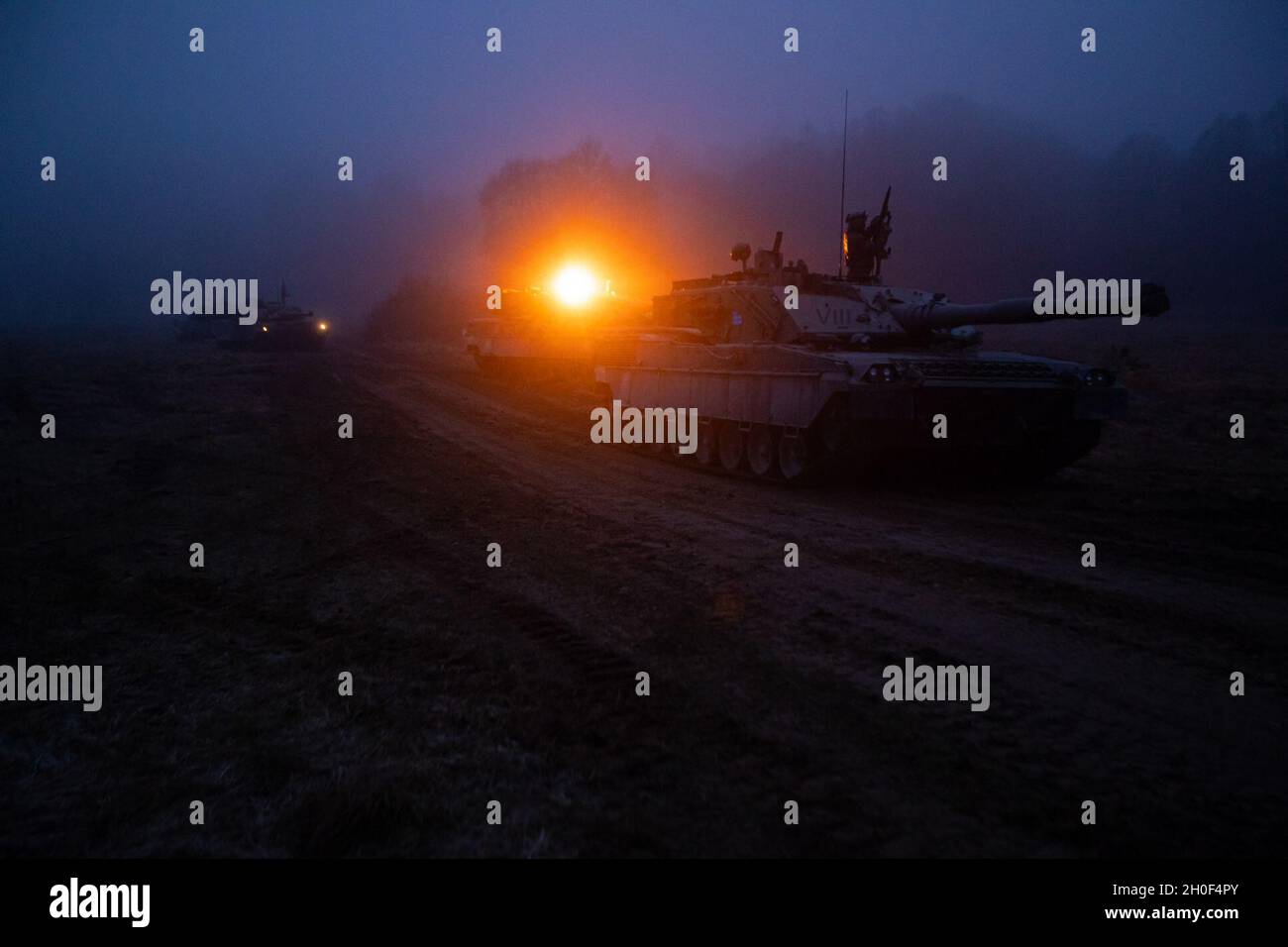 Italian Soldiers Assigned To Bravo Company 11th Bersaglieri Battalion Are Mounted In The C1 Ariete Main Battle Tank In The Joint Multinational Readiness Center In Hohenfels Training Area Germany Feb 21 21