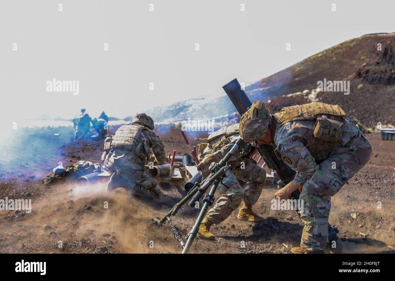 A mortar team with 1st Battalion, 27th Infantry Regiment “Wolfhounds ...