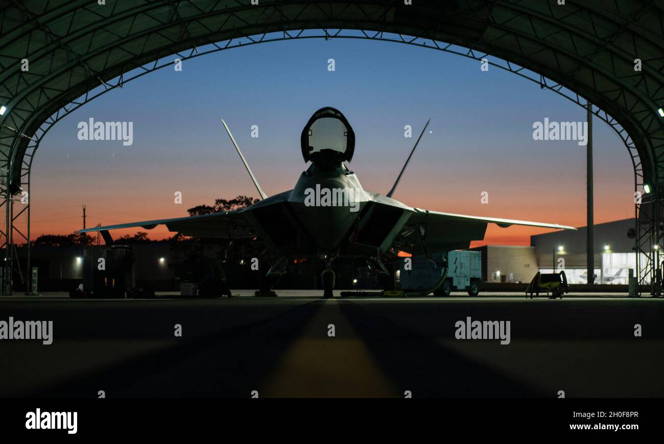A U.S. Air Force F-22 Raptor with the 43rd Fighter Squadron undergoes ...