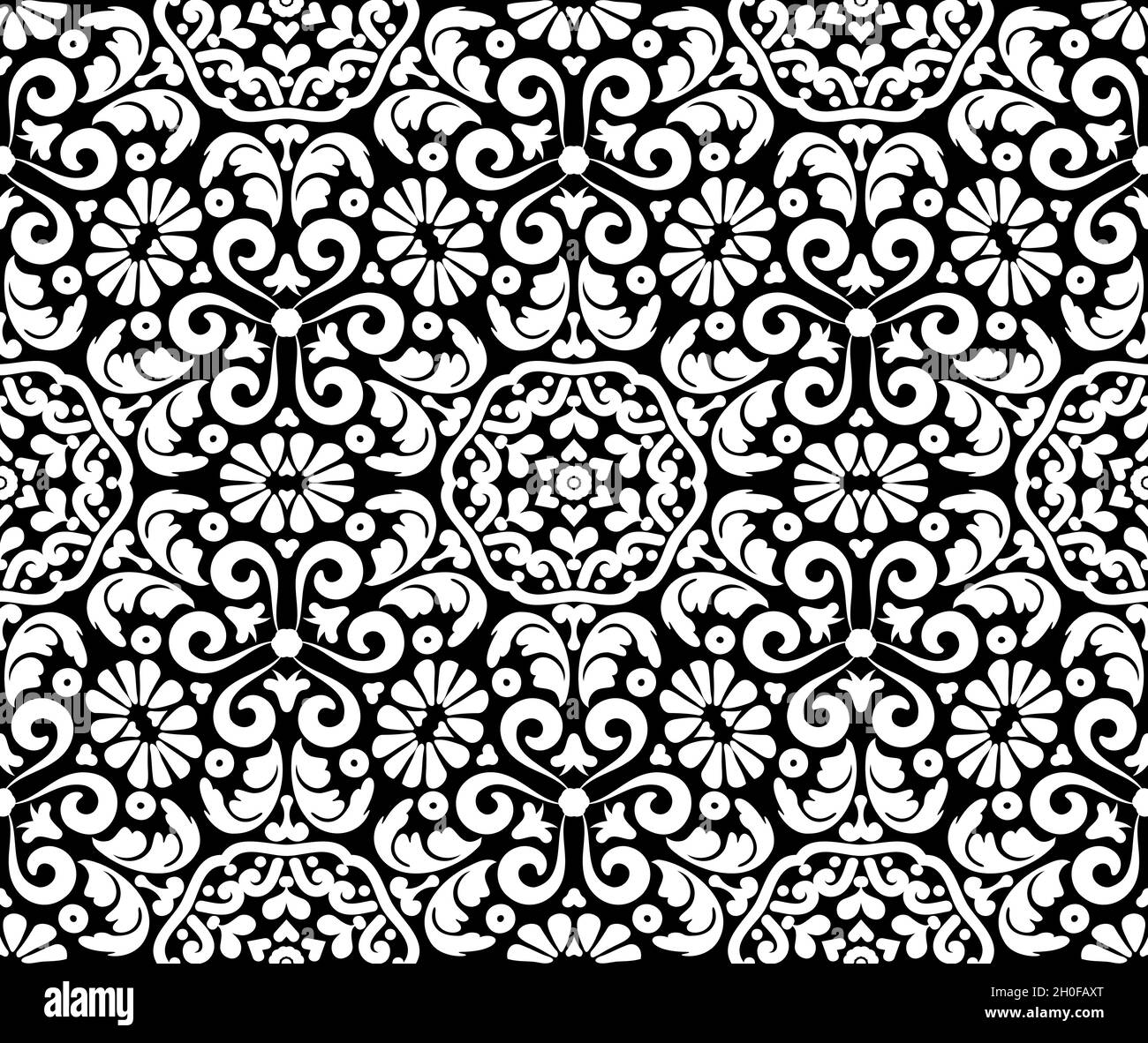 Floral ornate decor seamless pattern. Vintage floral damask ornament