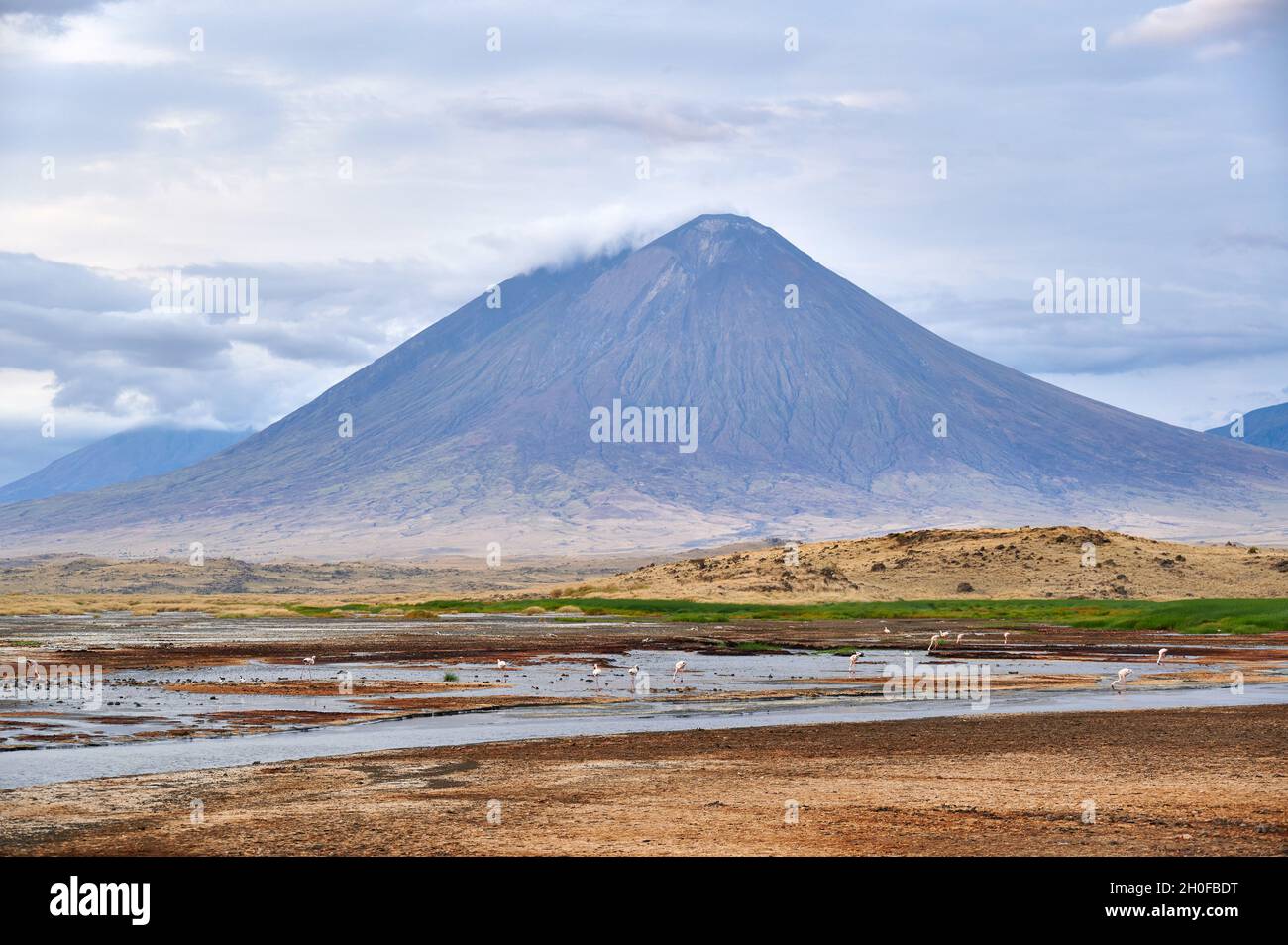Ol Doinyo Lengai volcano, Lake Natron, Ngorongoro Conservation Area, Tanzania, Africa Stock Photo
