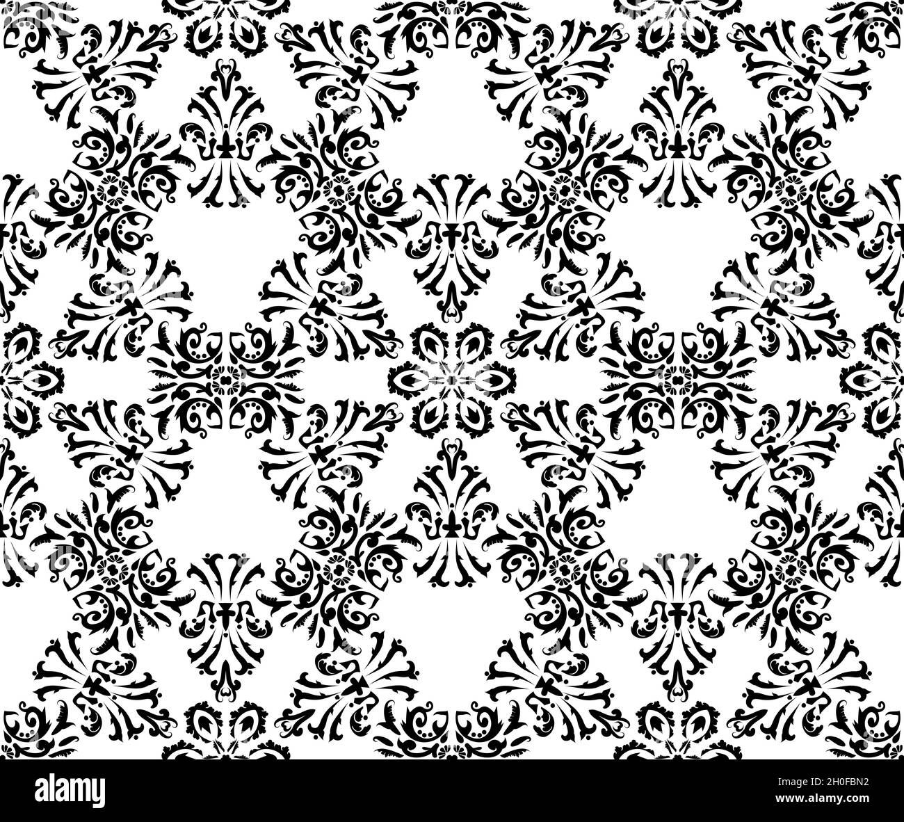 Damask black-white floral pattern. Vintage rich victorian seamless pattern. Decorative ornate texture. Black and white. For fabric, wallpaper Stock Vector