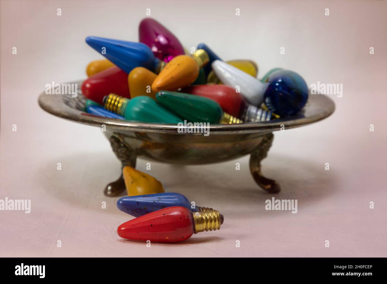Vintage Christmas String Light Bulbs Stock Photo