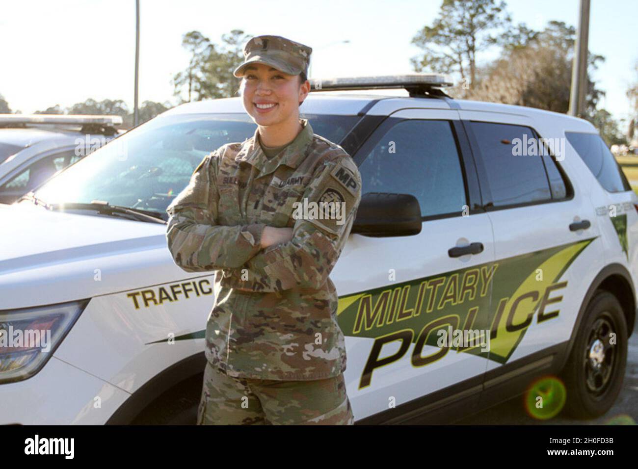 U.S. Army 1st Lt. Jennifer Sullivan, a military police officer assigned to the 293rd Military Police Company, 385th Military Police Battalion, at Fort Stewart, Georgia, was raised in Seoul, Korea. She graduated from Patch American High School in Stuttgart, Germany, in 2013. She has a bachelor's degree in international history. “I joined the Army because with my father serving for 30 years, I got to see up close the benefits and opportunities the military provided. I think females provide a unique and different perspective to problem-solving. There are still obstacles we have to overcome as a s Stock Photo