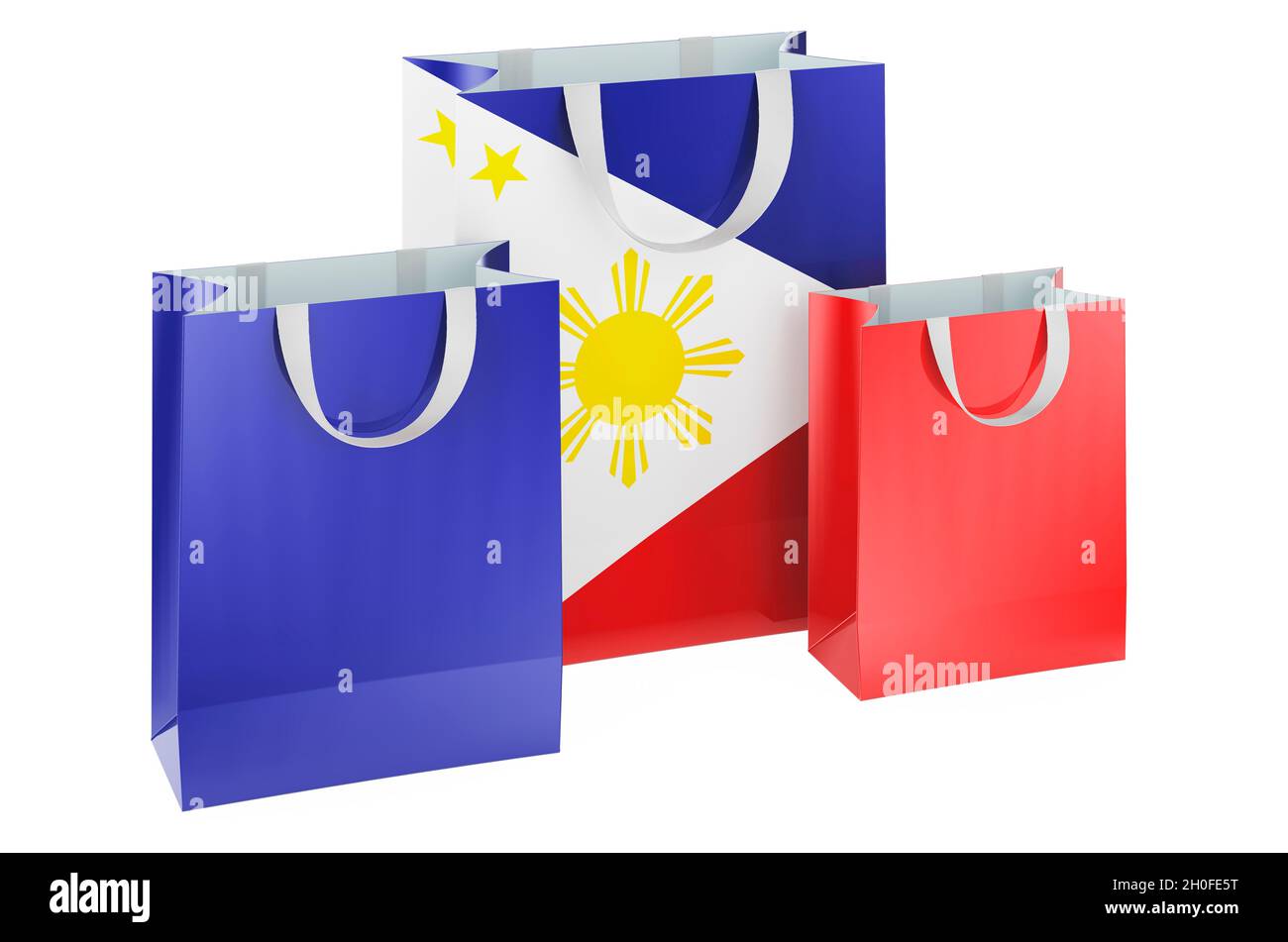 Shopping bags with Filipino flag. Shopping in Philippines, concept. 3D