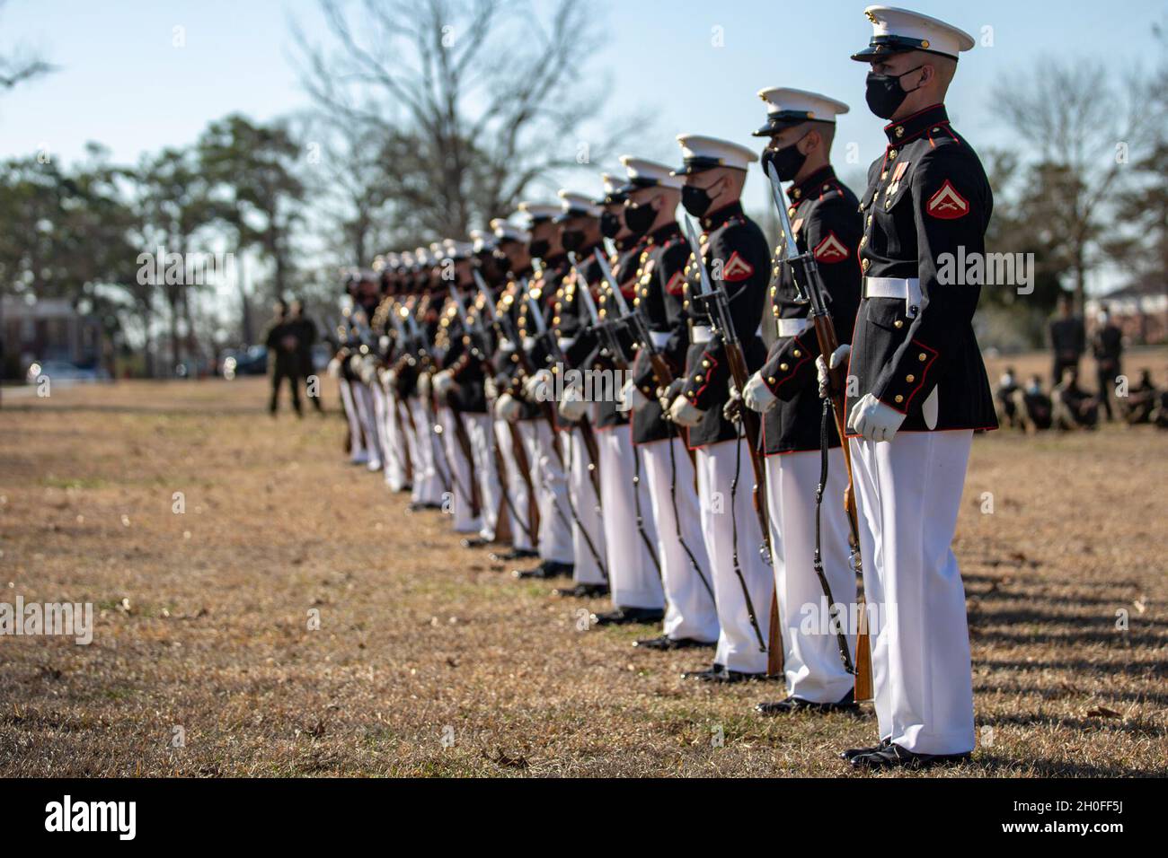 U.S. Marine Corps Silent Drill Platoon performs on Marine Corps Base Camp Lejeune, North