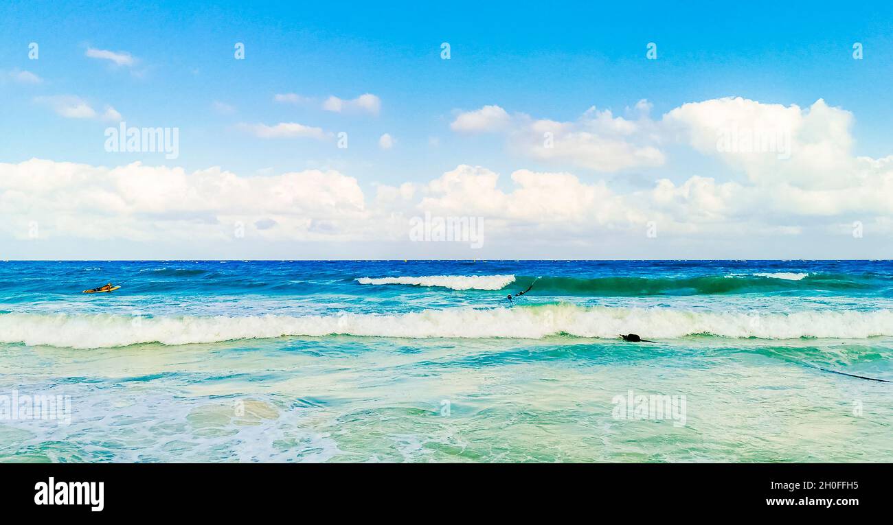 Tropical mexican beach landscape panorama with clear turquoise blue
