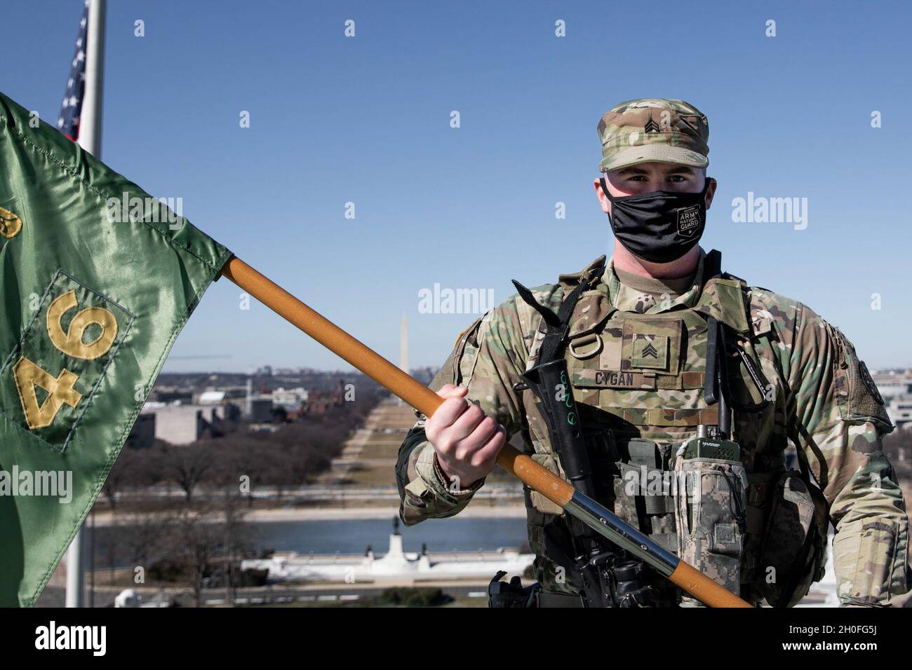 U.s. Army Sgt. Brandt Cygan, 46Th Military Police Company, Michigan  National Guard, Poses For A Photo On Top Of The U.s. Capitol Building In  Washington, D.c., Feb. 25, 2021. The National Guard