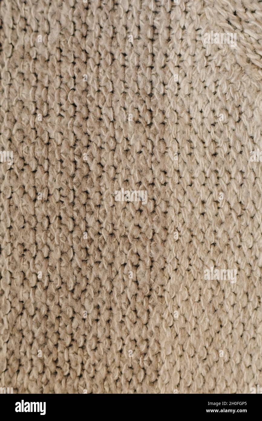 Beige autumn knitting wool texture background Stock Photo