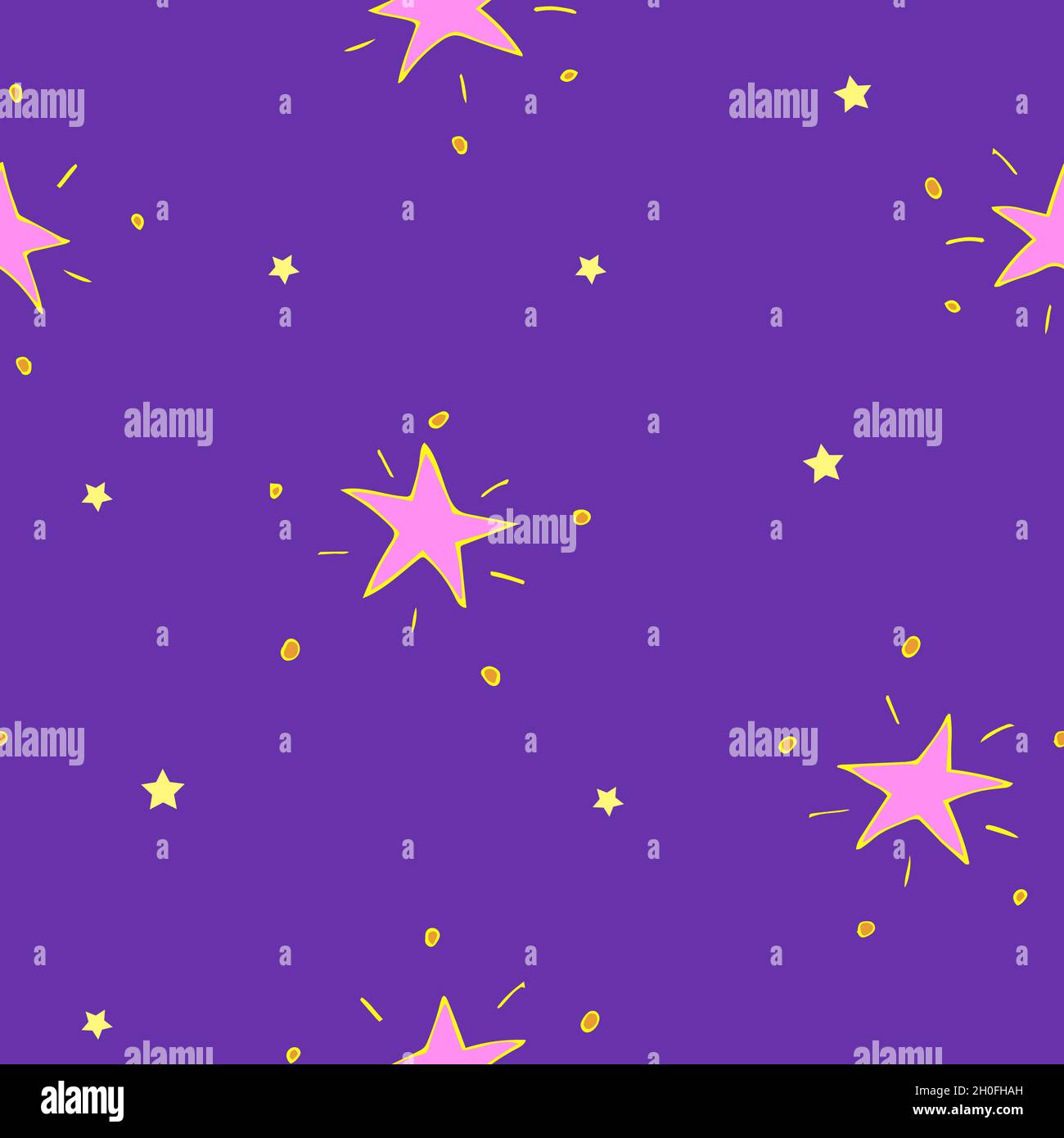 Seamless pattern with pink and yellow stars. Stock Vector